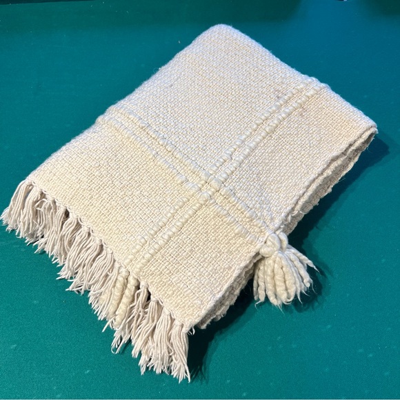 Threshold Other - Textured cotton/acrylic Throw Blanket with fringe is 60 x 48“